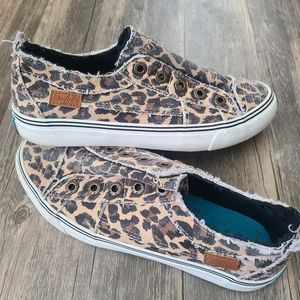 Women's Blowfish leopard slip ons
